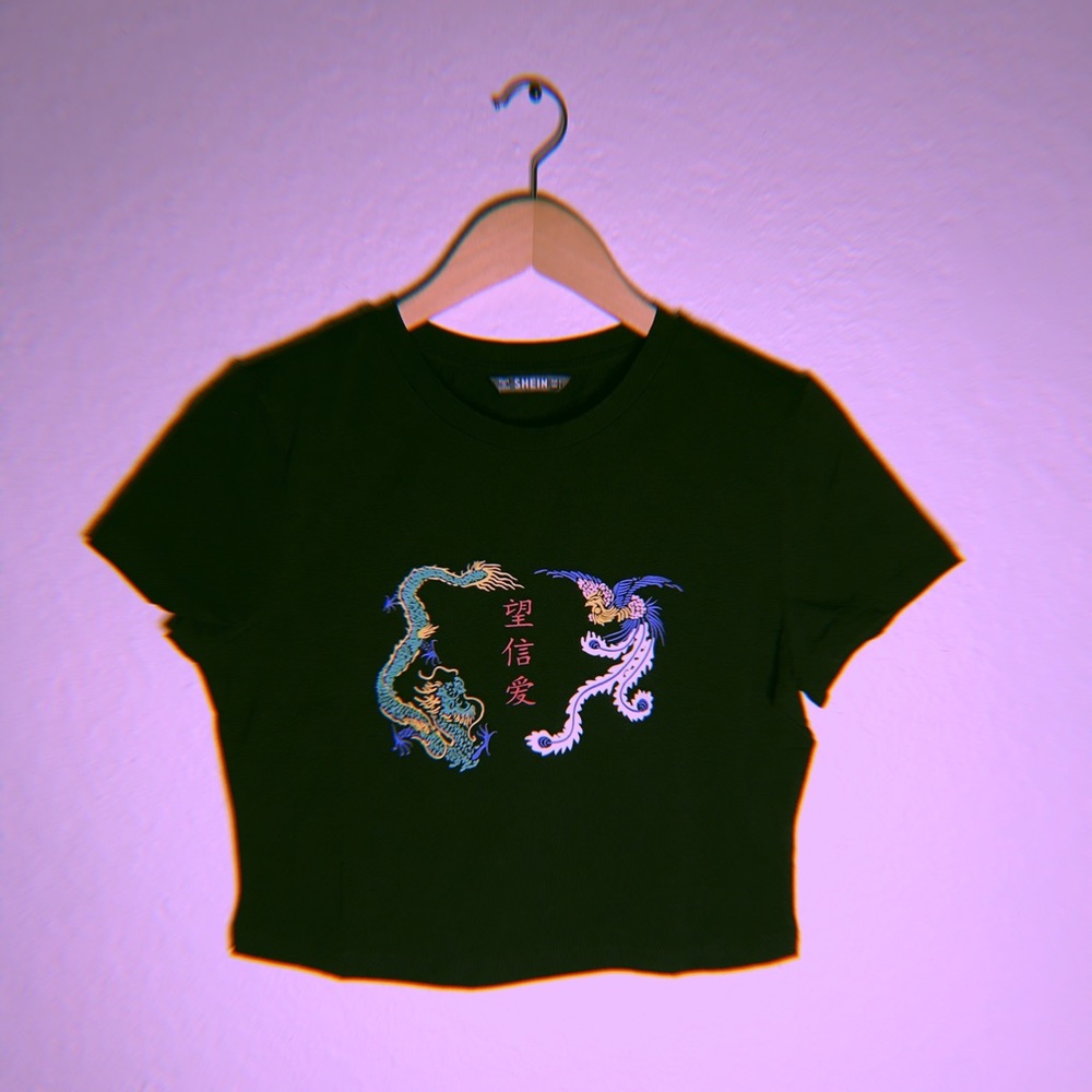 🖤🐉DRAGON AND PHOENIX PRINT CROP TOP🐉🖤